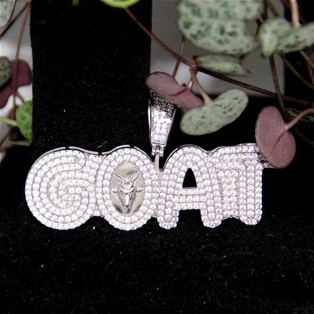925 Sterling Silver Iced Out GOAT Pendant Cubic Zirconia Hip Hop Jewelry Large
